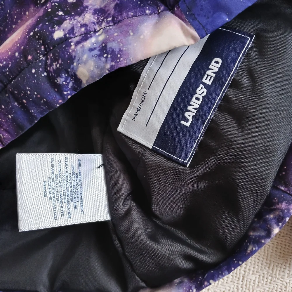 lands end ♡ galaxy full zip jacket kids medium 10 12 space whimsy